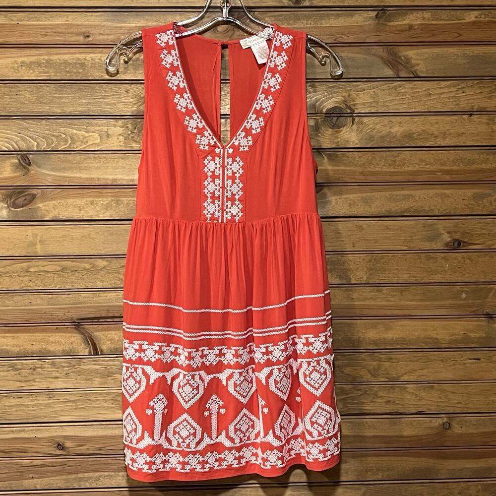 Flying Tomato Women’s Sleeveless Embroidered Summer Mini Dress Sz L Travel Boho